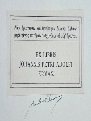 <a href="https://www.meretsegerbooks.com/book.php?id=M0928a" target="_blank">Bookplate of ERMAN Johann Peter Adolf (German - 1854-1937) - From his copy of Klebs' Die Reliefs des alten Reiches (M0928a)</a>