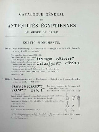 Coptic monuments (Catalogue G&eacute;n&eacute;ral du Mus&eacute;e du Caire, Nos 8001-8741)