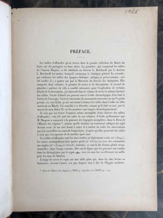 Tables d'offrandes. Vol. I: Texte. Vol. II: Planches. Complete set. (Catalogue Général du Musée du Caire, Nos 23001-23256)[newline]C0036b-05.jpeg