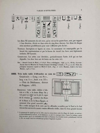 Tables d'offrandes. Vol. I: Texte. Vol. II: Planches. Complete set. (Catalogue Général du Musée du Caire, Nos 23001-23256)[newline]C0036b-11.jpeg