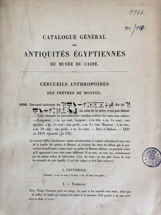 Cercueils anthropoïdes des prêtres de Montou. 2 volumes, complete set. (Catalogue Général du Musée du Caire, Nos 41042-41048 & 41049-41072)[newline]C0072c-17.jpeg