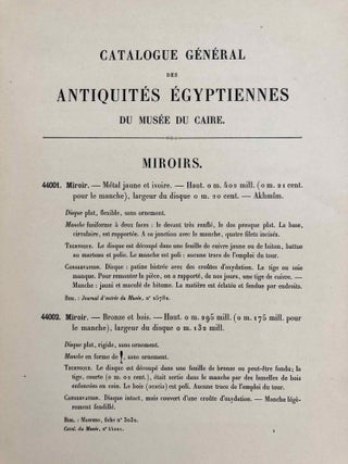 Miroirs (Catalogue Général du Musée du Caire, Nos 44001-44102)