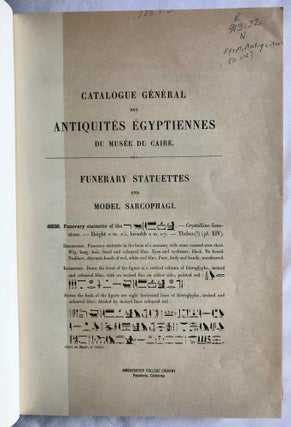 Funerary statuettes and model sarcophagi. Fasc. 1, 2 & 3 (complete set). Catalogue Général du Musée du Caire.[newline]C0083b-02.jpg