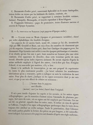 Papyrus grecs d'époque byzantine. Tome I, fasc. 1 & 2 (Catalogue Général du Musée du Caire, Nos 67001-67089 & 67089-67124) Tome II, fasc. 1, 2 & 3 (Catalogue Général du Musée du Caire, Nos 67125-67150 & 67151-67187 & Nos 67188-67278) Tome III. (Catalogue Général du Musée du Caire, Nos 67279-67359) (complete set)