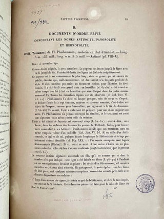 Papyrus grecs d'époque byzantine. Tome I, fasc. 1 & 2 (Catalogue Général du Musée du Caire, Nos 67001-67089 & 67089-67124) Tome II, fasc. 1, 2 & 3 (Catalogue Général du Musée du Caire, Nos 67125-67150 & 67151-67187 & Nos 67188-67278) Tome III. (Catalogue Général du Musée du Caire, Nos 67279-67359) (complete set)