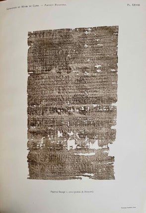 Papyrus grecs d'époque byzantine. Tome I, fasc. 1 & 2 (Catalogue Général du Musée du Caire, Nos 67001-67089 & 67089-67124) Tome II, fasc. 1, 2 & 3 (Catalogue Général du Musée du Caire, Nos 67125-67150 & 67151-67187 & Nos 67188-67278) Tome III. (Catalogue Général du Musée du Caire, Nos 67279-67359) (complete set)[newline]C0099a-27.jpeg