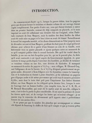 Papyrus grecs d'époque byzantine. Tome I, fasc. 1 & 2 (Catalogue Général du Musée du Caire, Nos 67001-67089 & 67089-67124) Tome II, fasc. 1, 2 & 3 (Catalogue Général du Musée du Caire, Nos 67125-67150 & 67151-67187 & Nos 67188-67278) Tome III. (Catalogue Général du Musée du Caire, Nos 67279-67359) (complete set)[newline]C0099a-30.jpeg