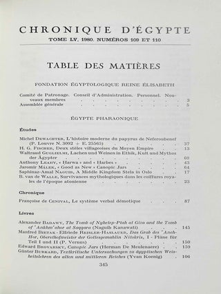 Chronique d'Egypte. Tome LV. N&deg;109 et 110. Janvier et juillet 1980[newline]CDE55T109110-01.jpeg