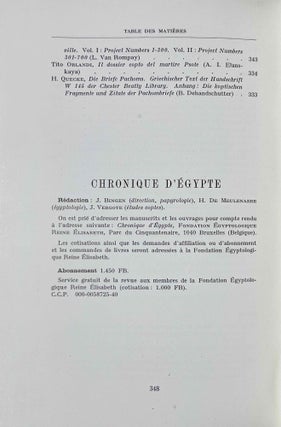 Chronique d'Egypte. Tome LV. N°109 et 110. Janvier et juillet 1980