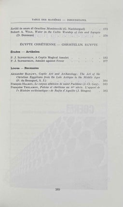 Chronique d'Egypte. Tome LVII. N°113 et 114. Janvier et juillet 1982