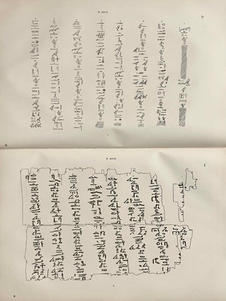 Hieratische Papyrus aus den K&ouml;niglichen Museen zu Berlin. Band I: Rituale f&uuml;r den Kultus des Amon und f&uuml;r den Kultus der Mut. Band II: Hymnen an verschiedene G&ouml;tter. Zusatzkapitel zum Totenbuch. Band III: Schriftst&uuml;cke der VI. dynastie aus Elephantine. Zauberspr&uuml;che f&uuml;r Mutter und Kind. Ostraka. Band IV: Literarische Texte des Mittleren Reiches. I: Die Klagen des Bauern. Band V: Literarische Texte des Mittleren Reiches. II: Die Erz&auml;hlung des Sinuhe und die Hirtengeschichte (complete set)[newline]M0003b-18.jpeg