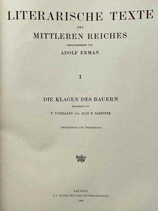 Hieratische Papyrus aus den K&ouml;niglichen Museen zu Berlin. Band I: Rituale f&uuml;r den Kultus des Amon und f&uuml;r den Kultus der Mut. Band II: Hymnen an verschiedene G&ouml;tter. Zusatzkapitel zum Totenbuch. Band III: Schriftst&uuml;cke der VI. dynastie aus Elephantine. Zauberspr&uuml;che f&uuml;r Mutter und Kind. Ostraka. Band IV: Literarische Texte des Mittleren Reiches. I: Die Klagen des Bauern. Band V: Literarische Texte des Mittleren Reiches. II: Die Erz&auml;hlung des Sinuhe und die Hirtengeschichte (complete set)[newline]M0003b-22.jpeg