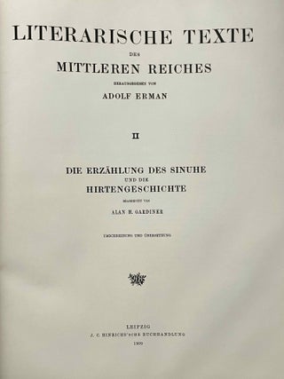 Hieratische Papyrus aus den K&ouml;niglichen Museen zu Berlin. Band I: Rituale f&uuml;r den Kultus des Amon und f&uuml;r den Kultus der Mut. Band II: Hymnen an verschiedene G&ouml;tter. Zusatzkapitel zum Totenbuch. Band III: Schriftst&uuml;cke der VI. dynastie aus Elephantine. Zauberspr&uuml;che f&uuml;r Mutter und Kind. Ostraka. Band IV: Literarische Texte des Mittleren Reiches. I: Die Klagen des Bauern. Band V: Literarische Texte des Mittleren Reiches. II: Die Erz&auml;hlung des Sinuhe und die Hirtengeschichte (complete set)[newline]M0003b-31.jpeg