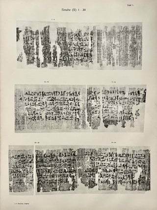 Hieratische Papyrus aus den K&ouml;niglichen Museen zu Berlin. Band I: Rituale f&uuml;r den Kultus des Amon und f&uuml;r den Kultus der Mut. Band II: Hymnen an verschiedene G&ouml;tter. Zusatzkapitel zum Totenbuch. Band III: Schriftst&uuml;cke der VI. dynastie aus Elephantine. Zauberspr&uuml;che f&uuml;r Mutter und Kind. Ostraka. Band IV: Literarische Texte des Mittleren Reiches. I: Die Klagen des Bauern. Band V: Literarische Texte des Mittleren Reiches. II: Die Erz&auml;hlung des Sinuhe und die Hirtengeschichte (complete set)[newline]M0003b-37.jpeg