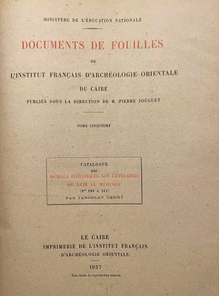 Catalogue des ostraca hiératiques non littéraires de Deir el Médineh. Tome III: Nos. 190 à 241
