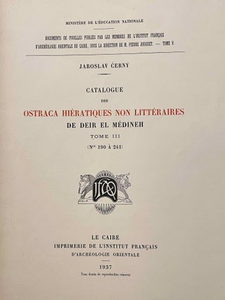 Catalogue des ostraca hiératiques non littéraires de Deir el Médineh. Tome III: Nos. 190 à 241