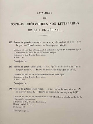 Catalogue des ostraca hiératiques non littéraires de Deir el Médineh. Tome III: Nos. 190 à 241