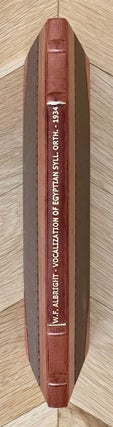 Item #M0064c The vocalization of the Egyptian syllabic orthography. ALBRIGHT William Foxwell