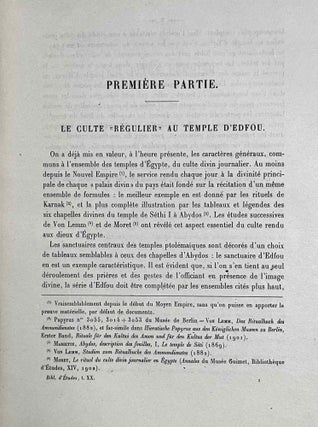 Le culte d'Horus à Edfou au temps des Ptolémées. Tomes I & II (complete set)