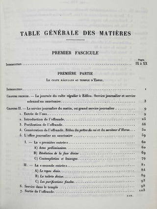 Le culte d'Horus &agrave; Edfou au temps des Ptol&eacute;m&eacute;es. Tomes I & II (complete set)
