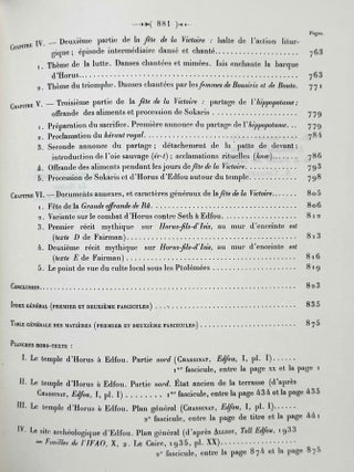Le culte d'Horus &agrave; Edfou au temps des Ptol&eacute;m&eacute;es. Tomes I & II (complete set)