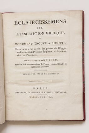 Eclaircissements sur l'inscription grecque du monument trouvé à Rosette