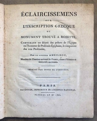 Eclaircissements sur l'inscription grecque du monument trouvé à Rosette