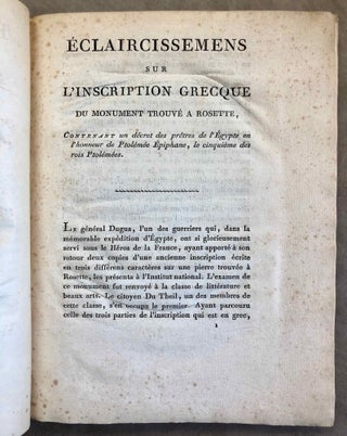 Eclaircissements sur l'inscription grecque du monument trouvé à Rosette