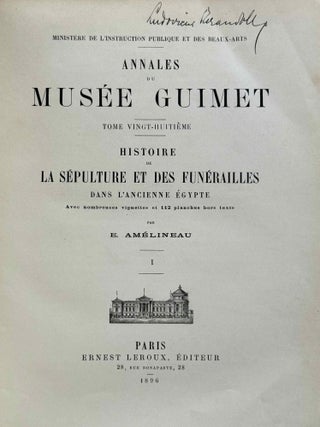Histoire de la s&eacute;pulture et des fun&eacute;railles dans l'Egypte ancienne. Tomes I & II (complete set).[newline]M0071b-03.jpeg