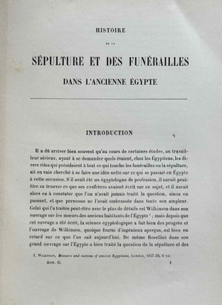 Histoire de la sépulture et des funérailles dans l'Egypte ancienne. Tomes I & II (complete set).