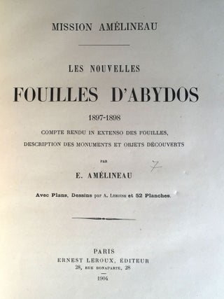 Mission Am&eacute;lineau. Les nouvelles fouilles d'Abydos. Tome III: 1897-1898. 1&egrave;re et 2e parties (complete set)[newline]M0077-02.jpg