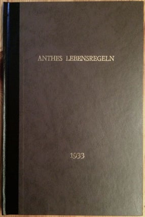 Item #M0083 Lebensregeln und Lebensweisheit der alten Ägypter. ANTHES Rudolf