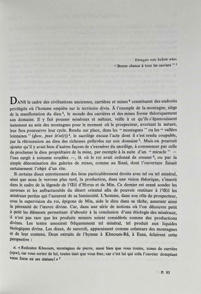 L'univers minéral dans la pensée égyptienne. Tome I: Le monde des déserts, des mines et des carrières. L'offrande des métaux et des pierres et le remplissage de l'Oeil-Oudjat. Les divinités de l'univers minéral dans la mentalité et la religion des Anciens Egyptiens. Tome II: Les minerais, les métaux, les minéraux et les produits chimiques, les trésors et les défilés de contrées minières: leur intégration dans la marche de l'univers et l'entretien de la vie divine (complete set)