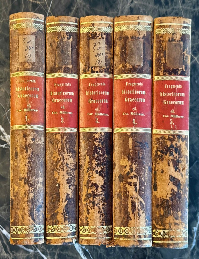 Item #M0103a Fragmenta Historicorum Graecorum. Vol. I-V. Apollodori bibliotheca, [with:] Letronne, Inscription Grecque de Rosette, in vol. I. and Langlois, Collection des historiens anciens et modernes de l'Arm&eacute;nie, in vol. V. (complete set). M&Uuml;LLER Karl - LETRONNE Antoine Jean - LANGLOIS Victor.