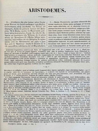 Fragmenta Historicorum Graecorum. Vol. I-V. Apollodori bibliotheca, [with:] Letronne, Inscription Grecque de Rosette, in vol. I. and Langlois, Collection des historiens anciens et modernes de l'Arm&eacute;nie, in vol. V. (complete set)