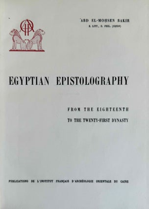 Egyptian epistolography from the 18th to the 21st dynasty