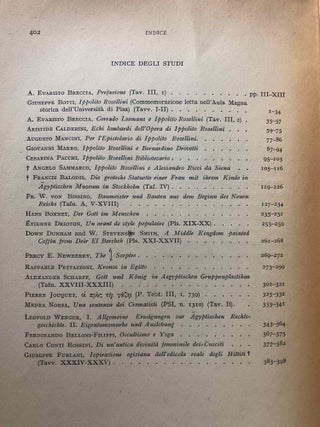 Studi in memoria di Ippolito Rosellini. Nel primo centenario della morte. 14 giugno 1843 - 4 giugno 1943. Vol. I & II (complete set)