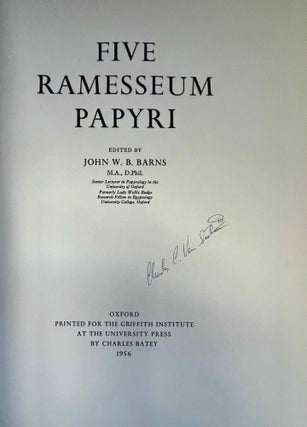 Item #M0114k Five Ramesseum papyri. BARNS John Wintour Baldwin