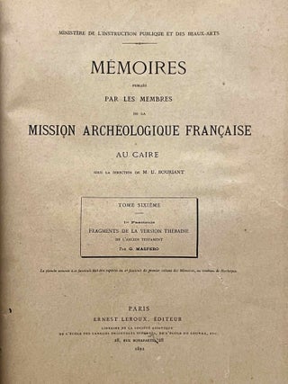 Fragments de la version th&eacute;baine de l'Ancien Testament, texte copte, [with:] Suite et fin des fragments - Tablettes d'El-Amarna - Une sph&egrave;re c&eacute;leste en l'an 684 de l'H&eacute;gire - Notice sur les st&egrave;les arabes appartenant &agrave; la Mission du Caire (complete set of 2 fascicles)[newline]M0128b-02.jpeg