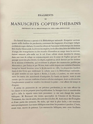 Fragments de la version th&eacute;baine de l'Ancien Testament, texte copte, [with:] Suite et fin des fragments - Tablettes d'El-Amarna - Une sph&egrave;re c&eacute;leste en l'an 684 de l'H&eacute;gire - Notice sur les st&egrave;les arabes appartenant &agrave; la Mission du Caire (complete set of 2 fascicles)[newline]M0128b-04.jpeg