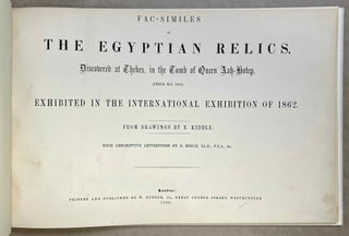 Fac-similes of the Egyptian relics discovered at Thebes in the tomb of Queen Aah-Hotep (c. B.C. 1800). Exhibited in the International Exhibition of 1862.[newline]M0138a-02.jpeg