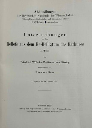 Untersuchungen zu den Reliefs aus dem Re-heiligtum des Rathures