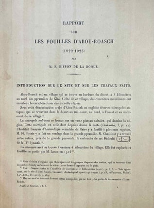 Rapports préliminaires. Abou Roasch (1922-1923) and (1924) (Complete set)