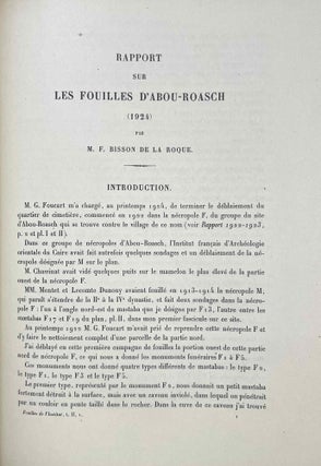 Rapports préliminaires. Abou Roasch (1922-1923) and (1924) (Complete set)