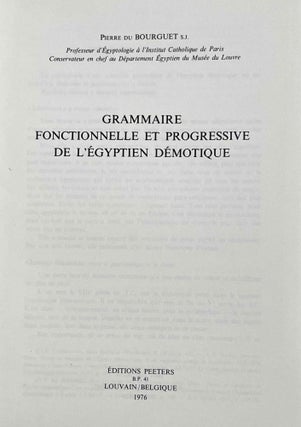 Grammaire fonctionnelle et progressive de l'égyptien démotique
