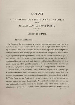 Rapport au Ministère de l'Instruction publique sur une mission dans la Haute Egypte (1884-1885) - Essai sur l'histoire et la topographie du Caire d'après Makrîzî (Palais des Khalifes Fatimites) - Etude sur un parchemin rapporté de Thèbes