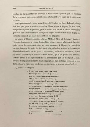 Rapport au Ministère de l'Instruction publique sur une mission dans la Haute Egypte (1884-1885) - Essai sur l'histoire et la topographie du Caire d'après Makrîzî (Palais des Khalifes Fatimites) - Etude sur un parchemin rapporté de Thèbes