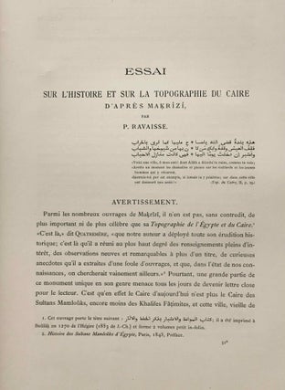 Rapport au Ministère de l'Instruction publique sur une mission dans la Haute Egypte (1884-1885) - Essai sur l'histoire et la topographie du Caire d'après Makrîzî (Palais des Khalifes Fatimites) - Etude sur un parchemin rapporté de Thèbes
