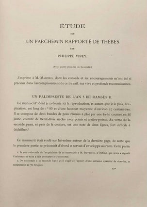 Rapport au Ministère de l'Instruction publique sur une mission dans la Haute Egypte (1884-1885) - Essai sur l'histoire et la topographie du Caire d'après Makrîzî (Palais des Khalifes Fatimites) - Etude sur un parchemin rapporté de Thèbes