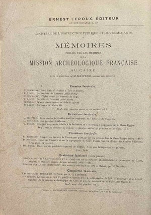 Rapport au Ministère de l'Instruction publique sur une mission dans la Haute Egypte (1884-1885) - Essai sur l'histoire et la topographie du Caire d'après Makrîzî (Palais des Khalifes Fatimites) - Etude sur un parchemin rapporté de Thèbes